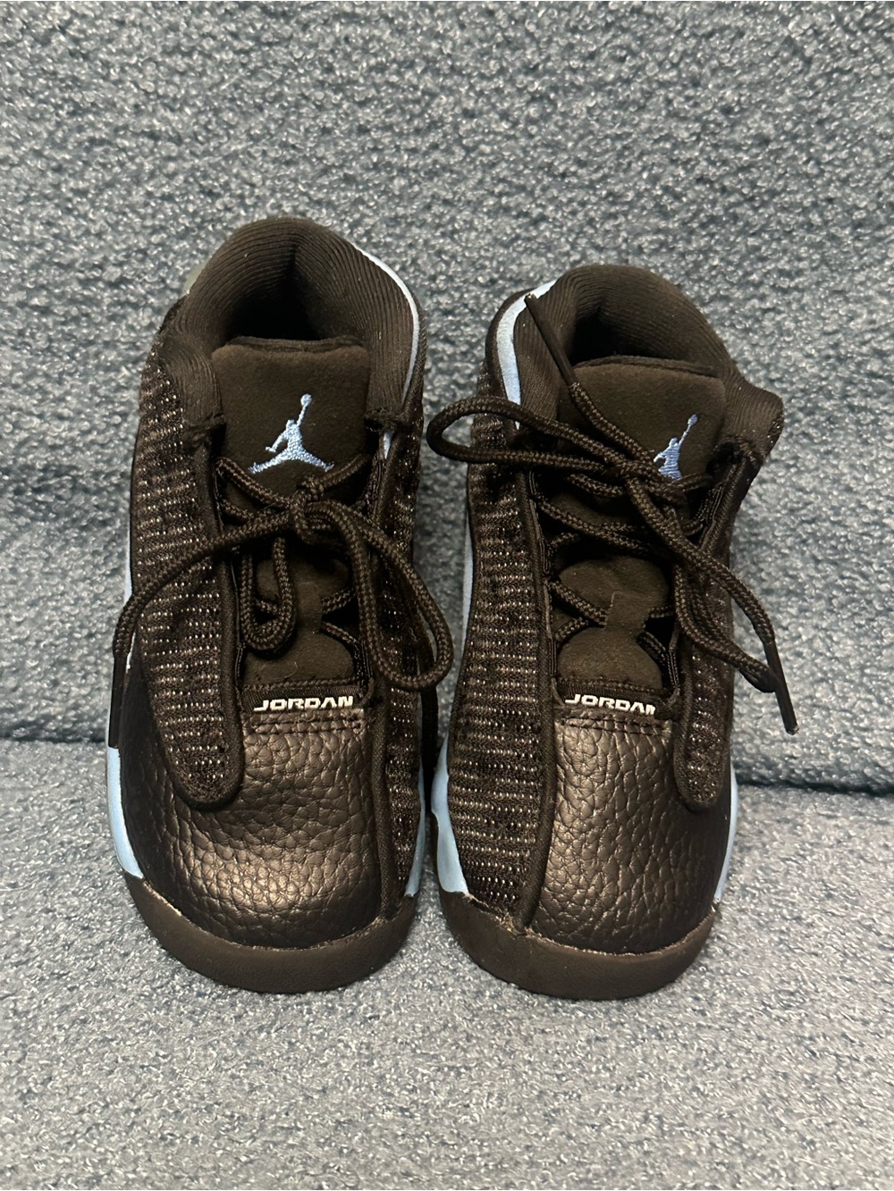 Jordan Kids Black and Light Blue Retro-Style Sneakers